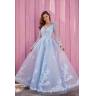 BLUE SLEEVE PROM DRESS