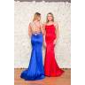 satin backless prom dress